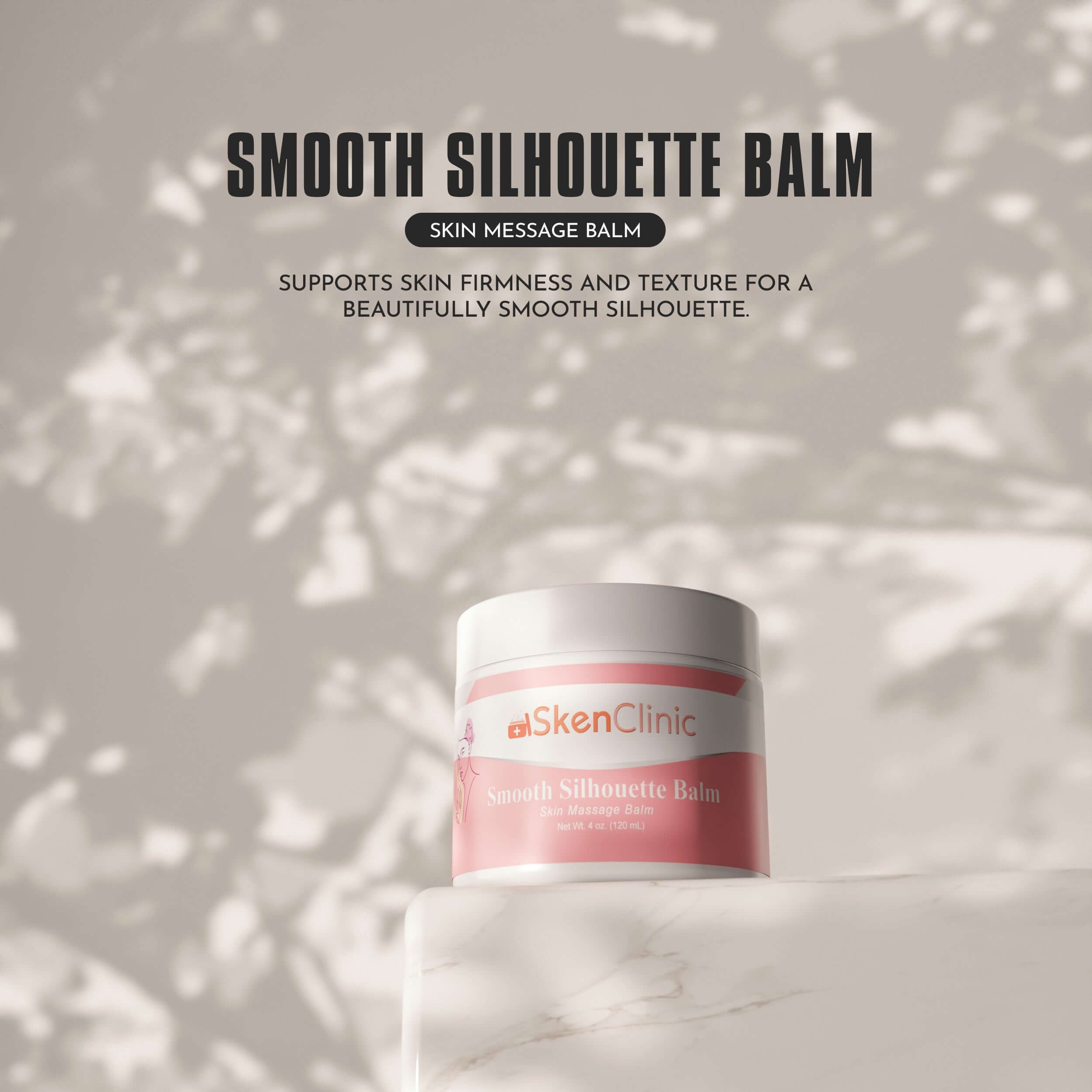 Body balm labeled Smooth Silhouette Balm, for contouring and smoothing skin.
